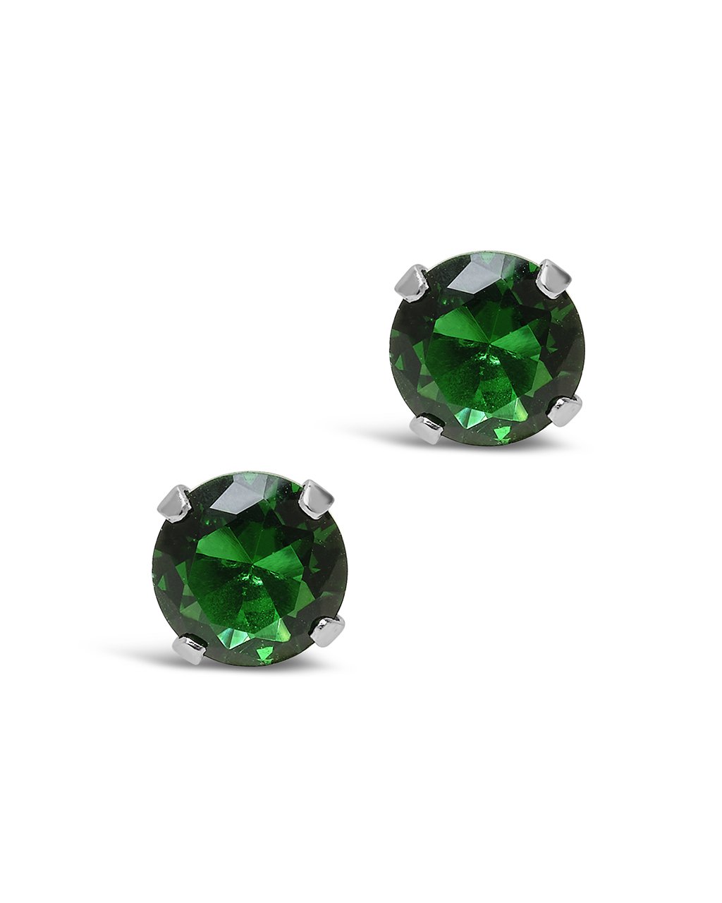 7mm Rainbow CZ Studs in Emerald