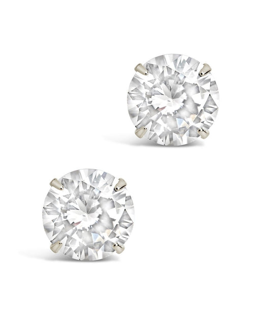8mm CZ Stud Earrings in Silver