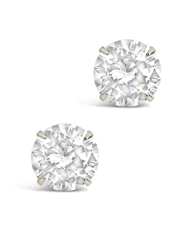 8mm CZ Stud Earrings in Silver