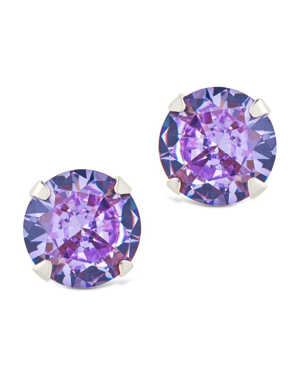 7mm Rainbow CZ Studs in Light Periwinkle