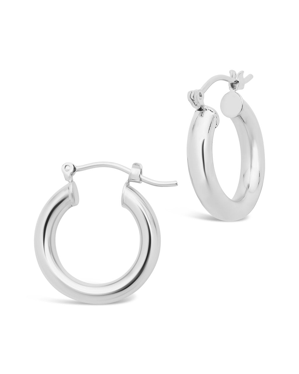 Chunky Tube Hoops in Silver