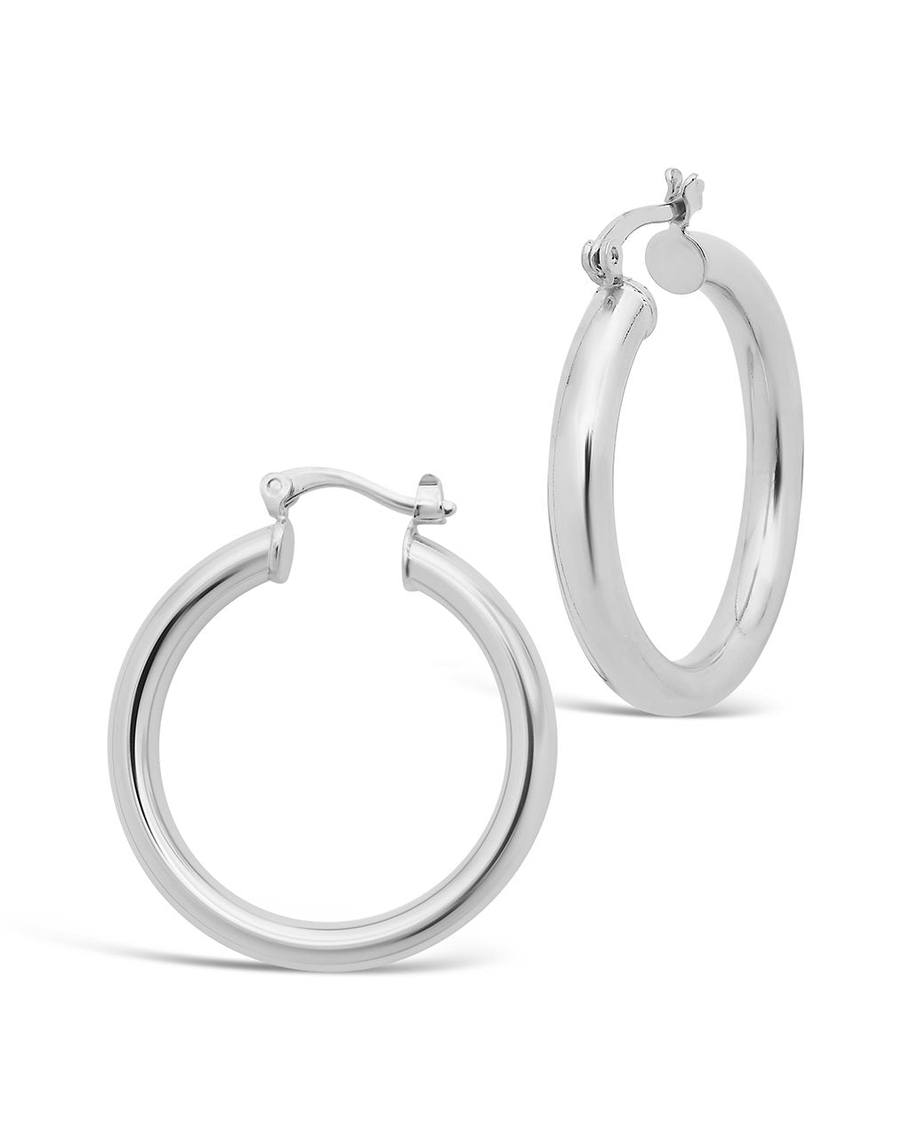 Chunky Tube Hoops in Silver