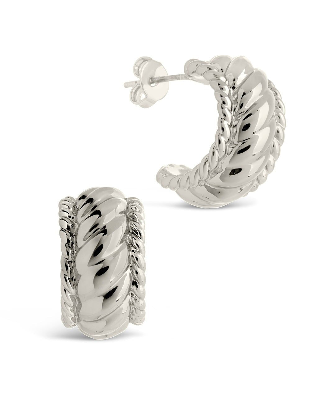 Kalina Quilted Huggie Hoop Earrings in Silver
