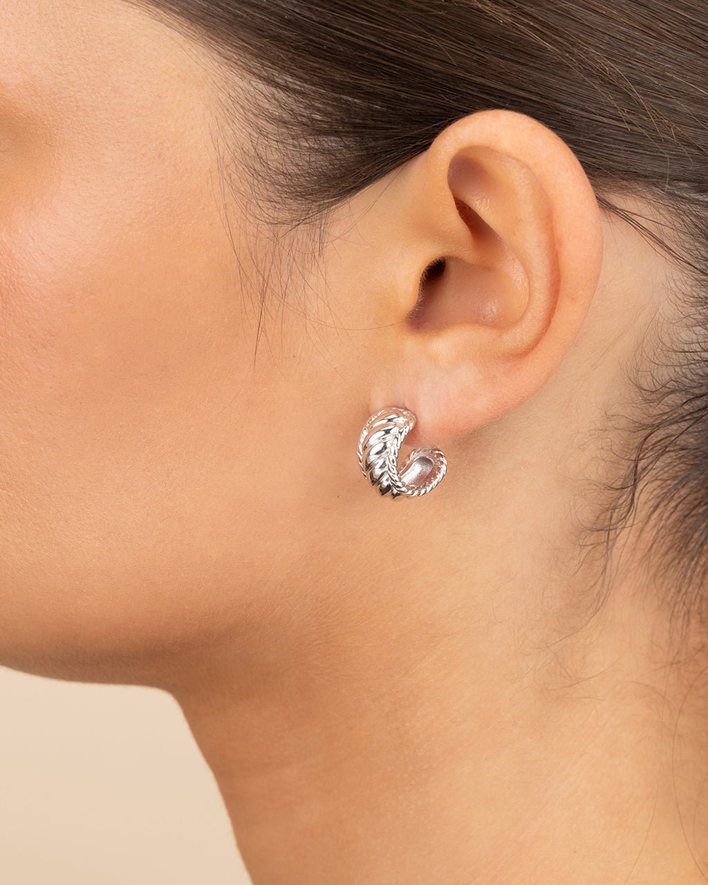 Kalina Quilted Huggie Hoop Earrings - view 3