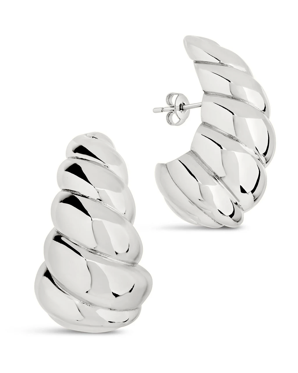 Bobine Statement Stud Earrings in Silver
