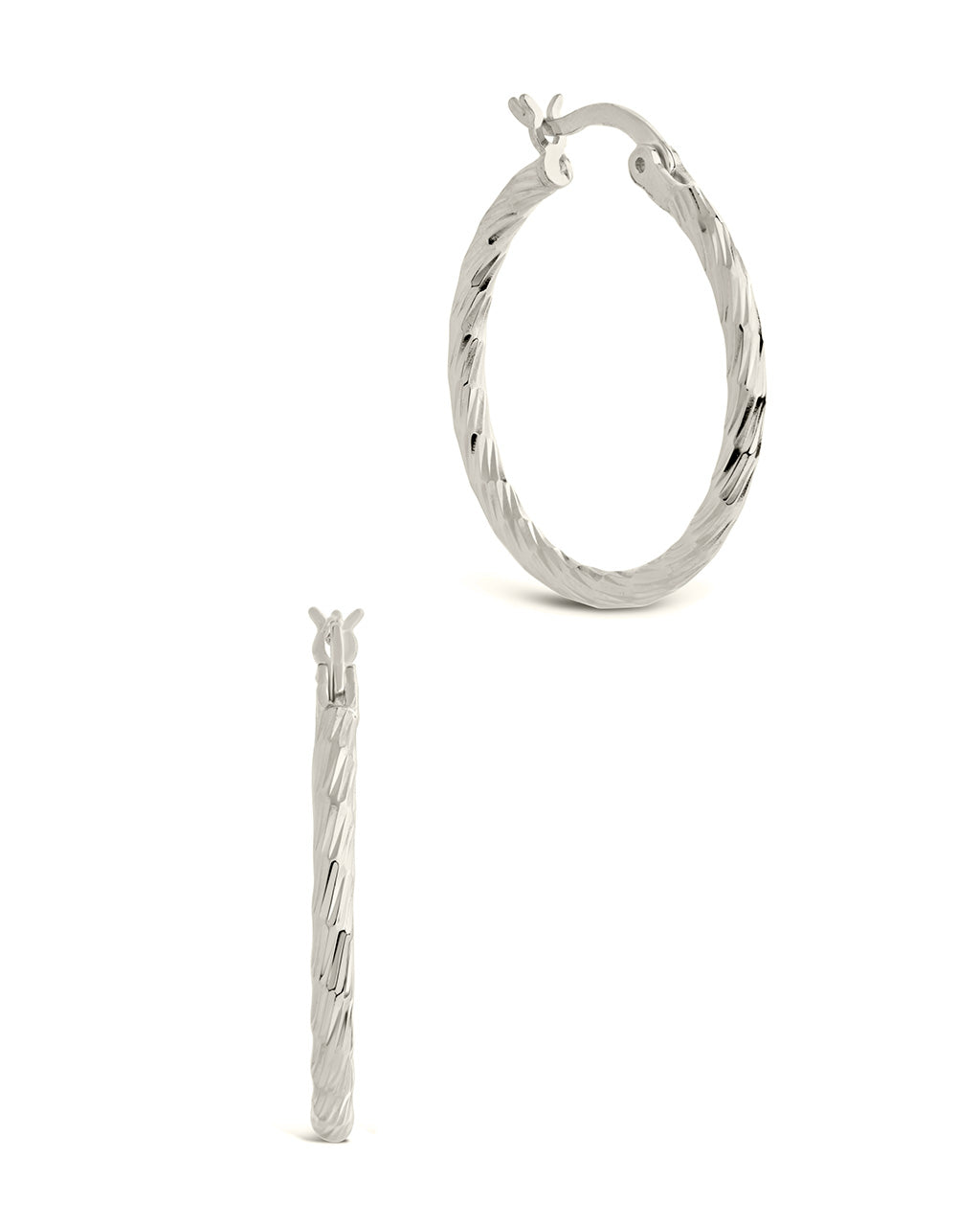 Anita Textured Hoop Earrings - 14K Gold Plated or Sterling Silver