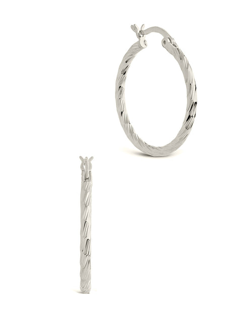 Anita Textured Hoop Earrings - 14K Gold Plated or Sterling Silver