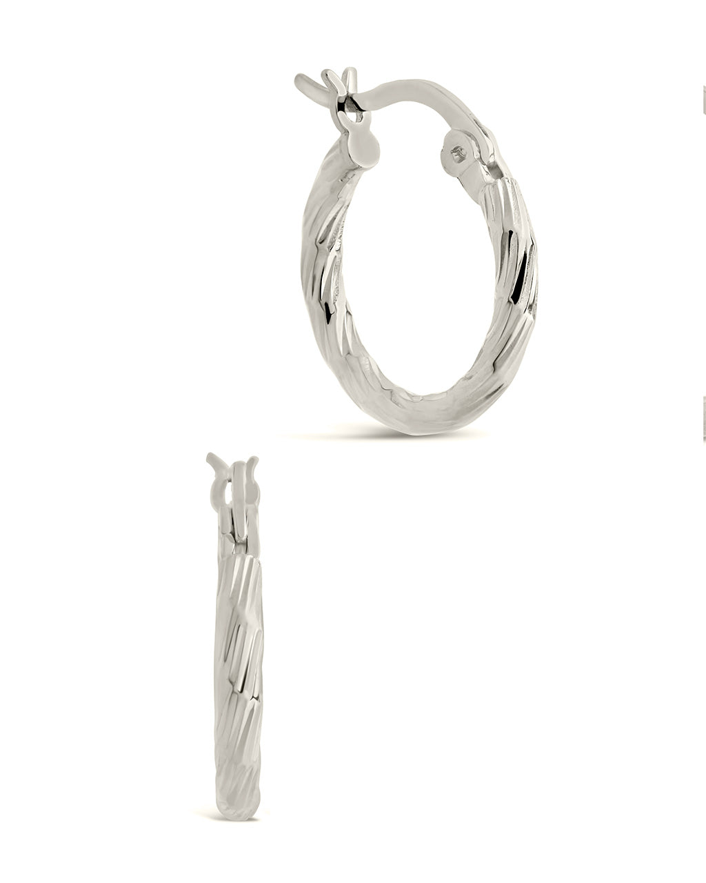 Anita Textured Hoop Earrings in Silver