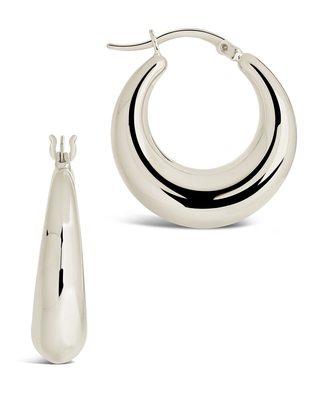 Graduated Tube Hoop Earrings in Silver