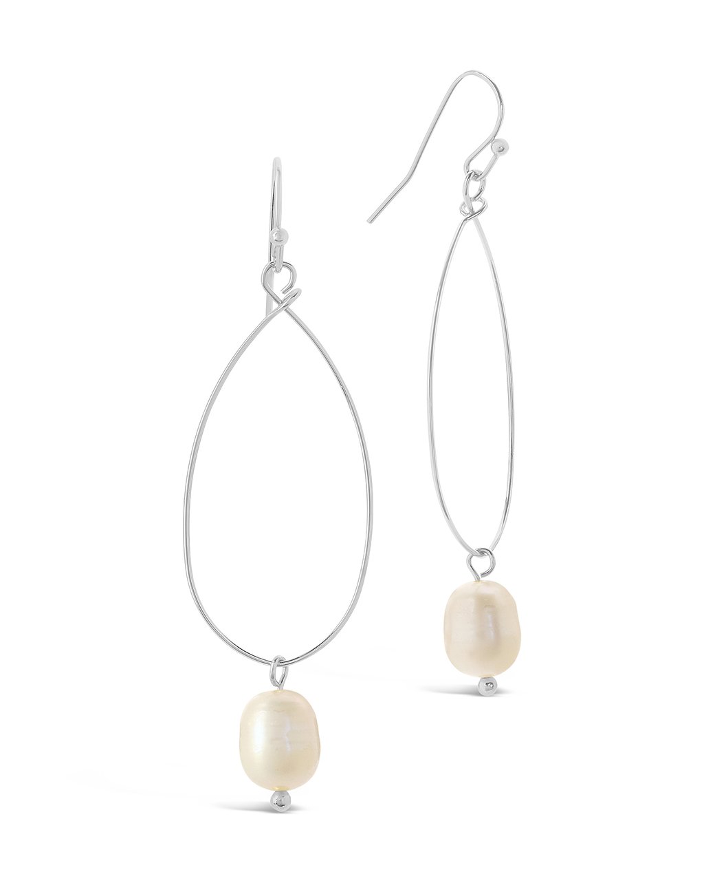 Teardrop Pearl Dangle Earrings in Silver