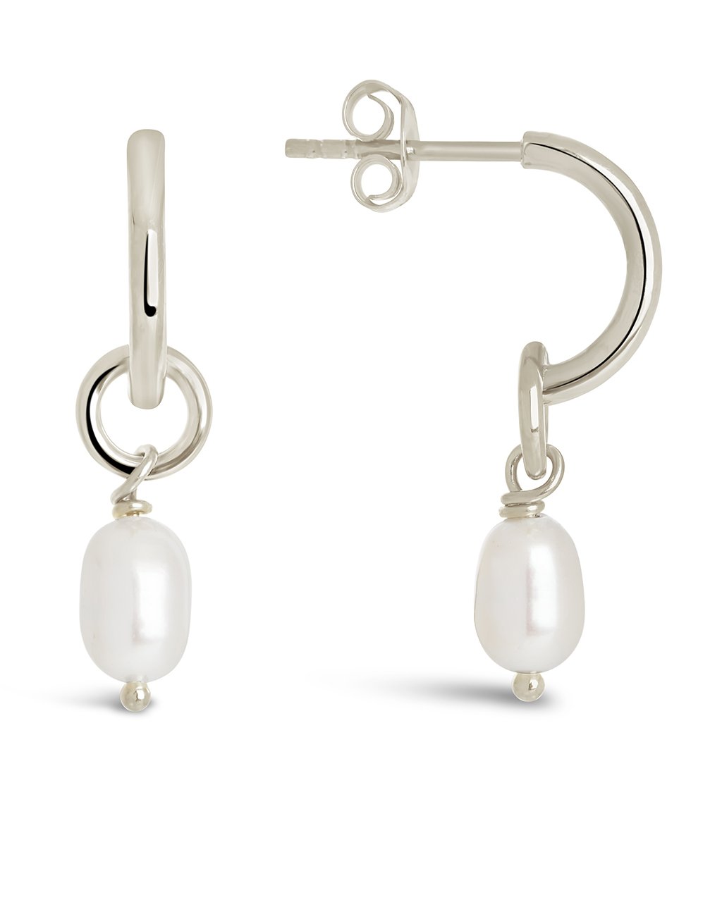 Pearl Drop Hoop Earrings - view 5