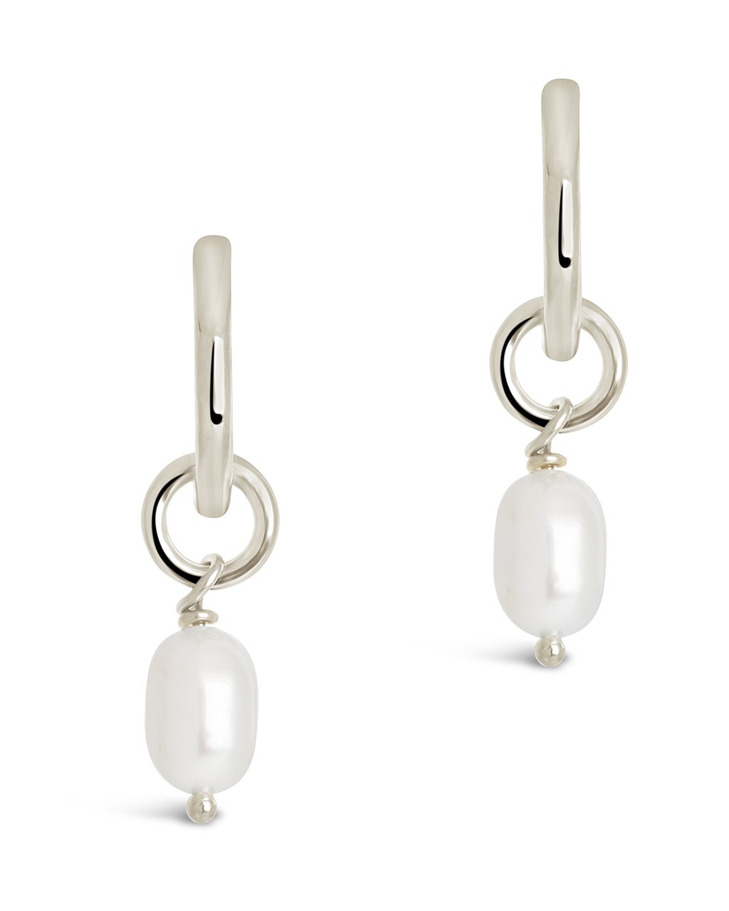 Pearl Drop Hoop Earrings - view 4