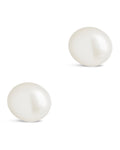 Baroque Pearl Stud Earrings in Silver