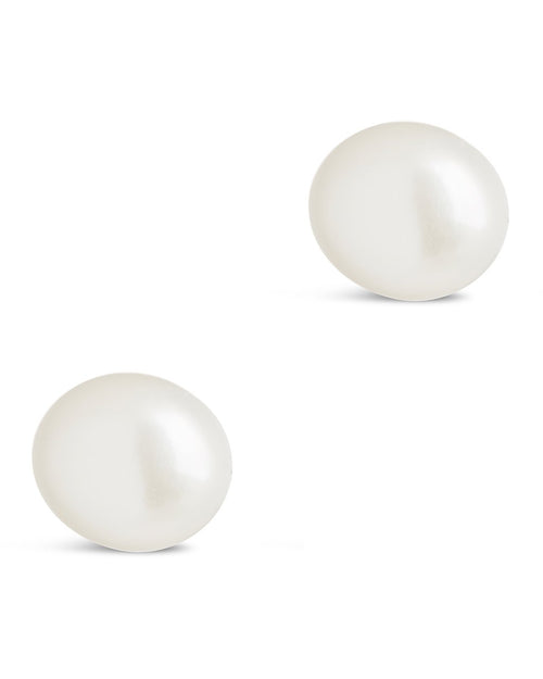 Baroque Pearl Stud Earrings in Silver