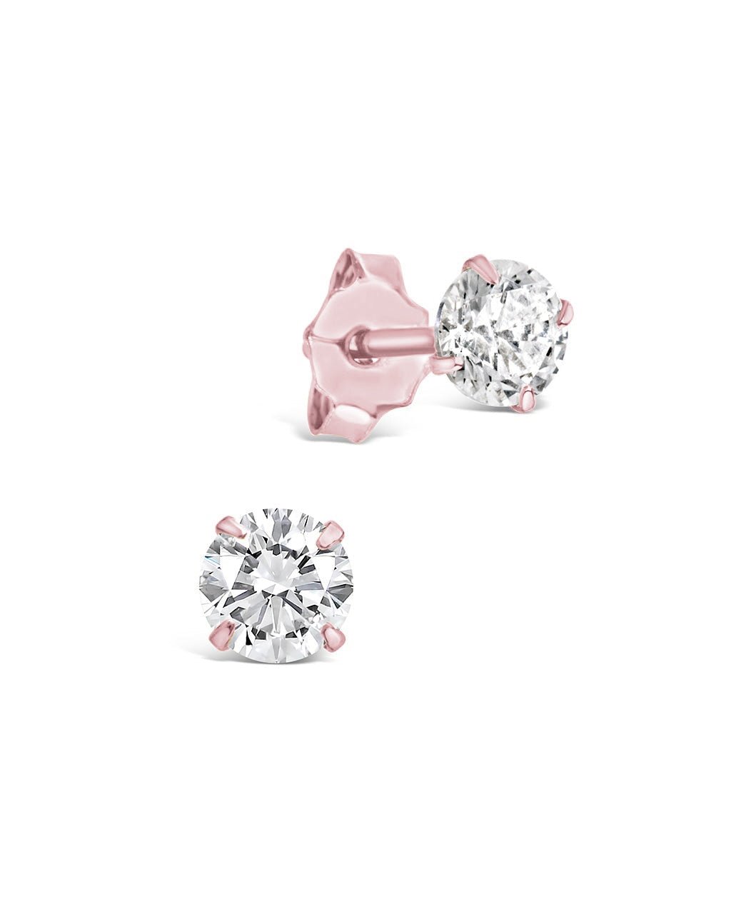 4mm CZ Stud Earrings in Rose Gold