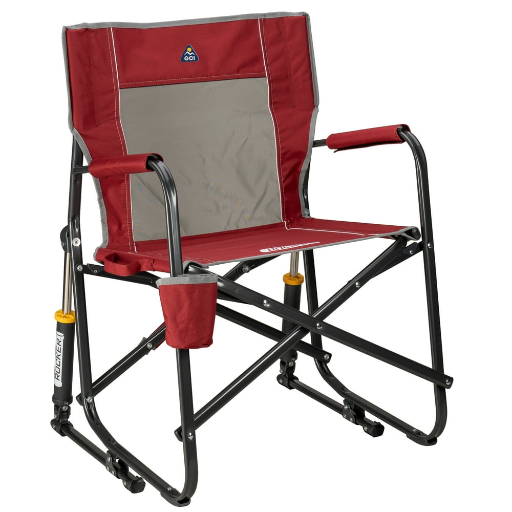 GCI Outdoor Freestyle Rocker Portable Folding Rocking Chair, Cinnamon, Mesh Back, Steel Frame, 250 lbs Capacity