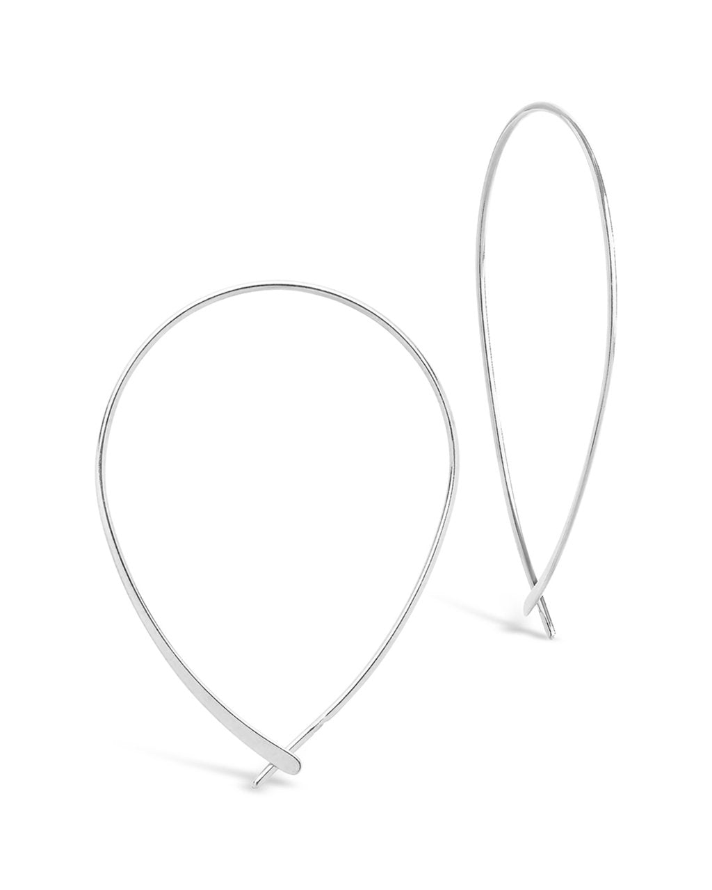 Delicate Threader Hoop Earrings in Rhodium Plated