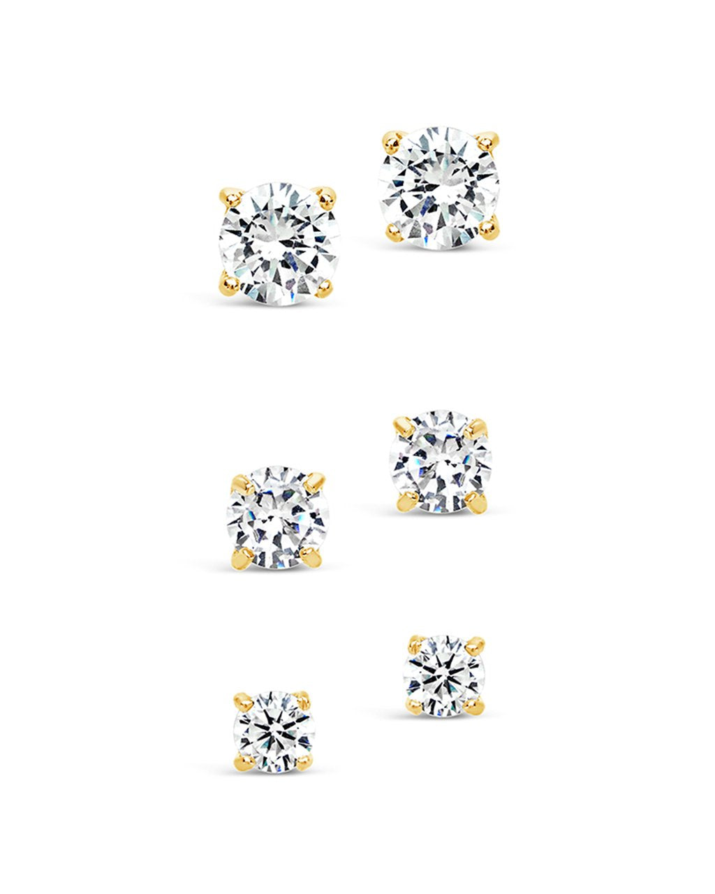 CZ Stud Earring Set in Gold
