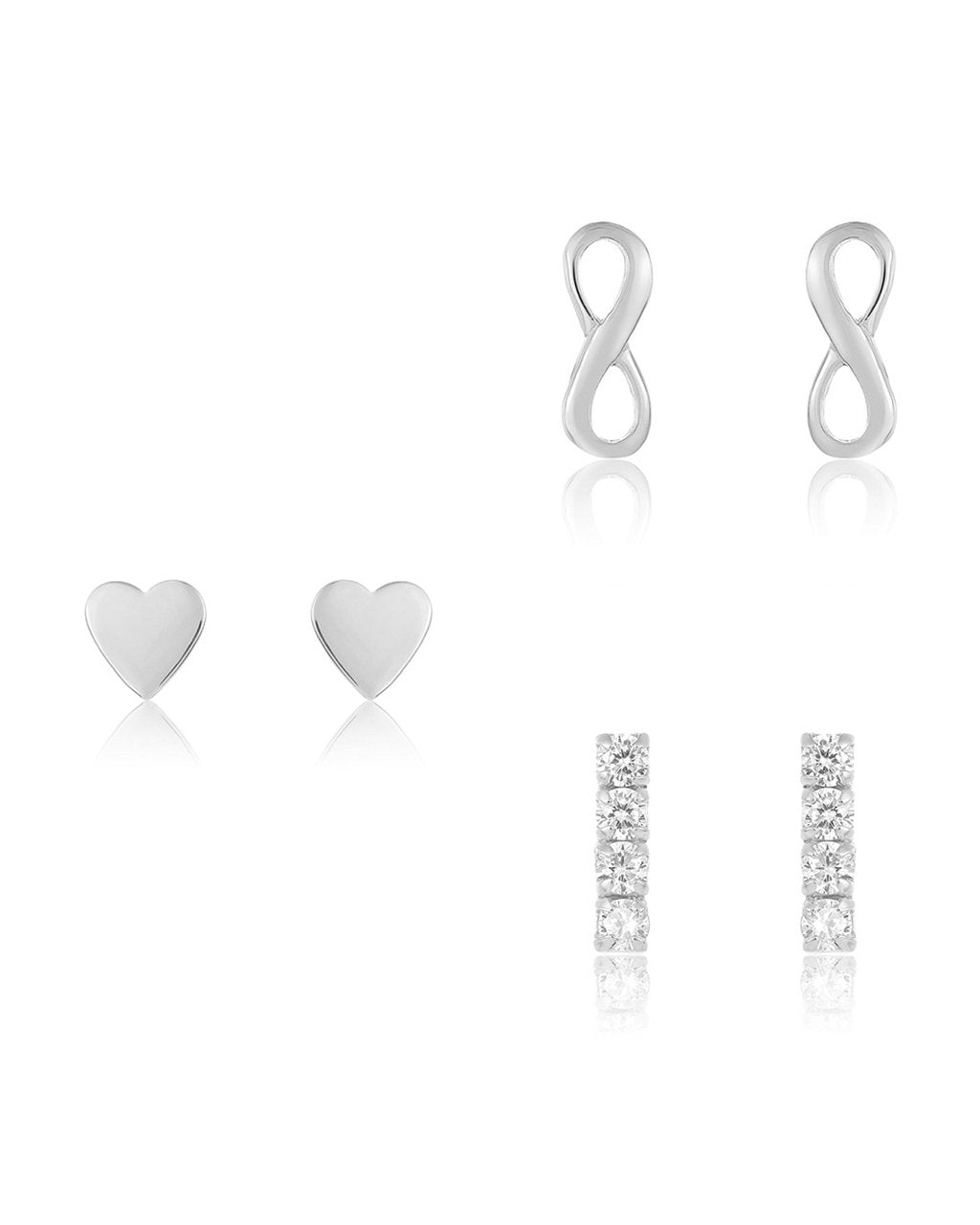 Heart & Infinity Earring Set of 3 in Silver