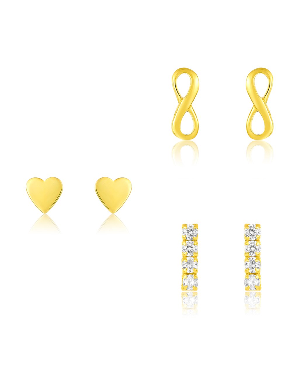 Heart & Infinity Earring Set of 3 in Gold