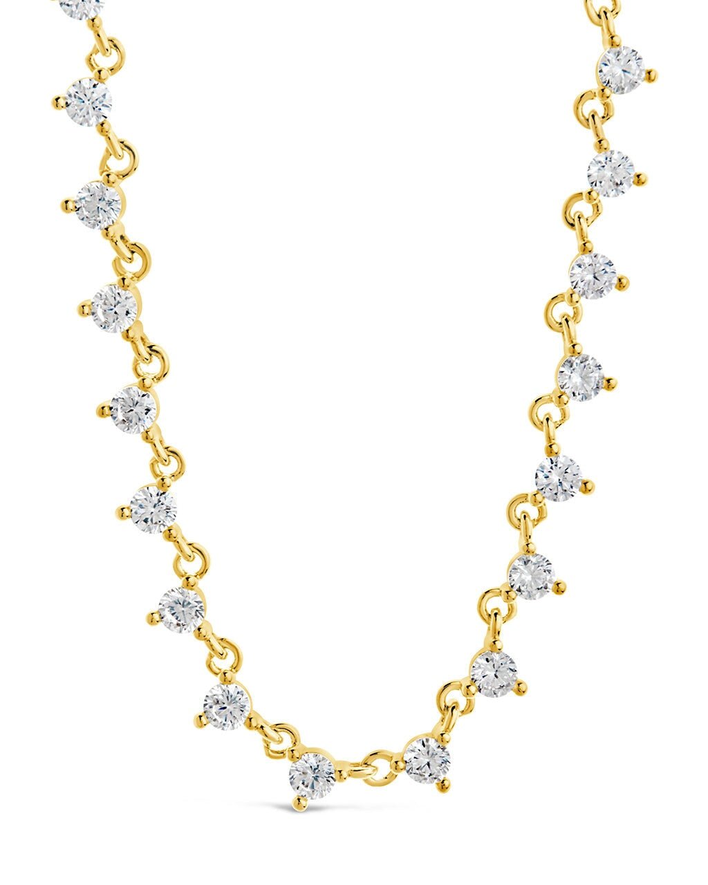 Brigid Staggered CZ Tennis Necklace in Gold