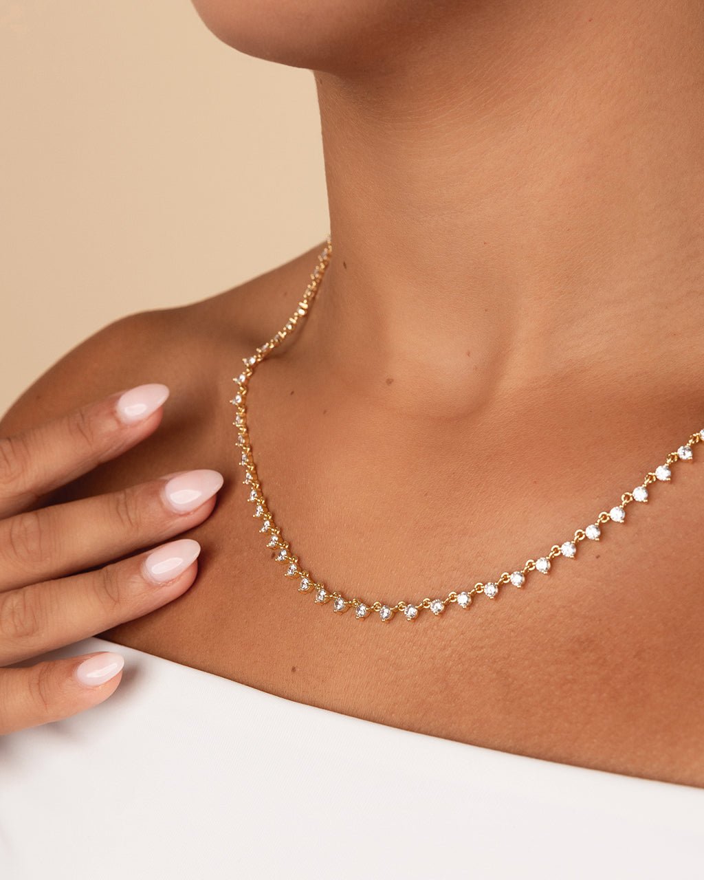 Brigid Staggered CZ Tennis Necklace - view 5