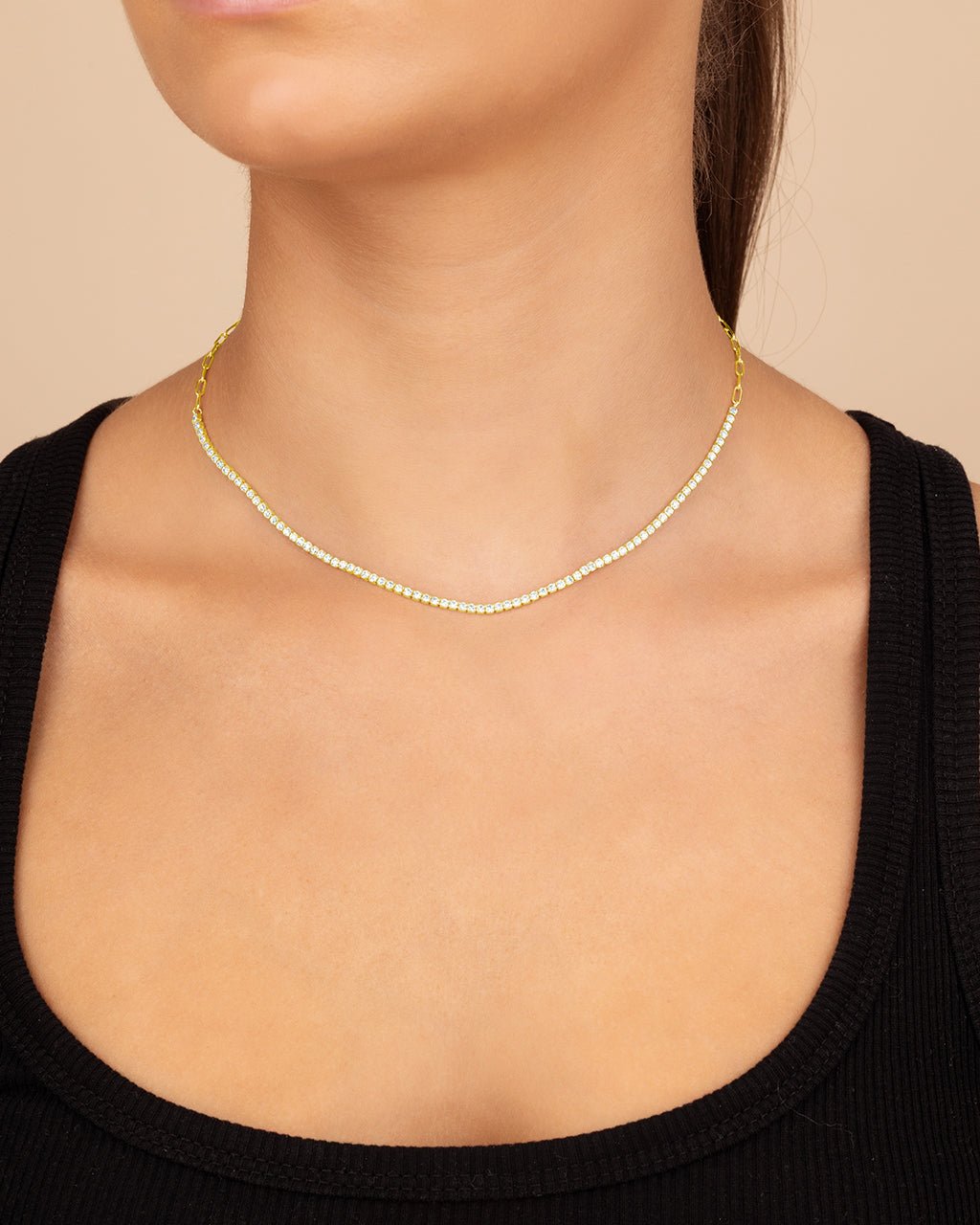 Dani Chain & CZ Tennis Necklace - view 2