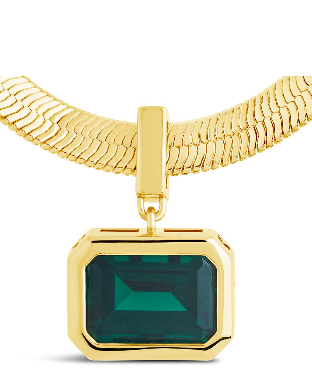 Calder CZ & Herringbone Pendant Necklace in Gold