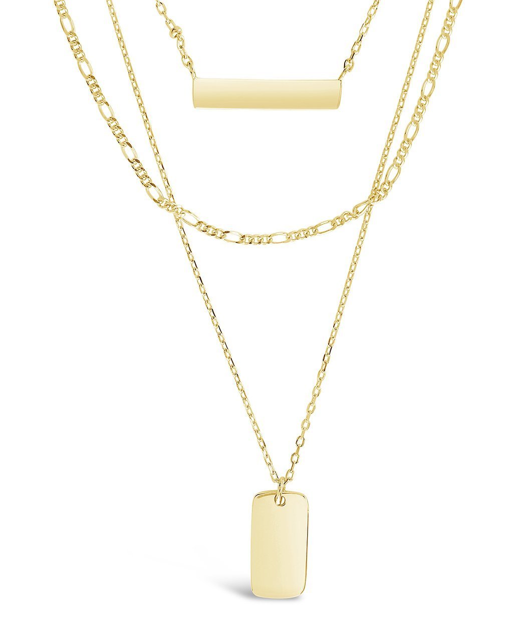 Triple Layered Bar Necklace in Gold