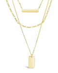 Triple Layered Bar Necklace in Gold