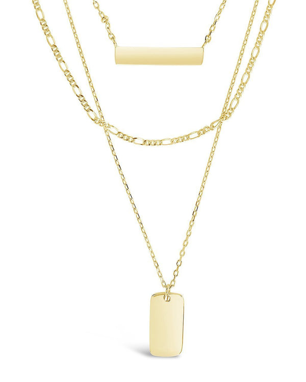 Triple Layered Bar Necklace in Gold