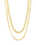 Layered Beaded Chain Necklace in Gold