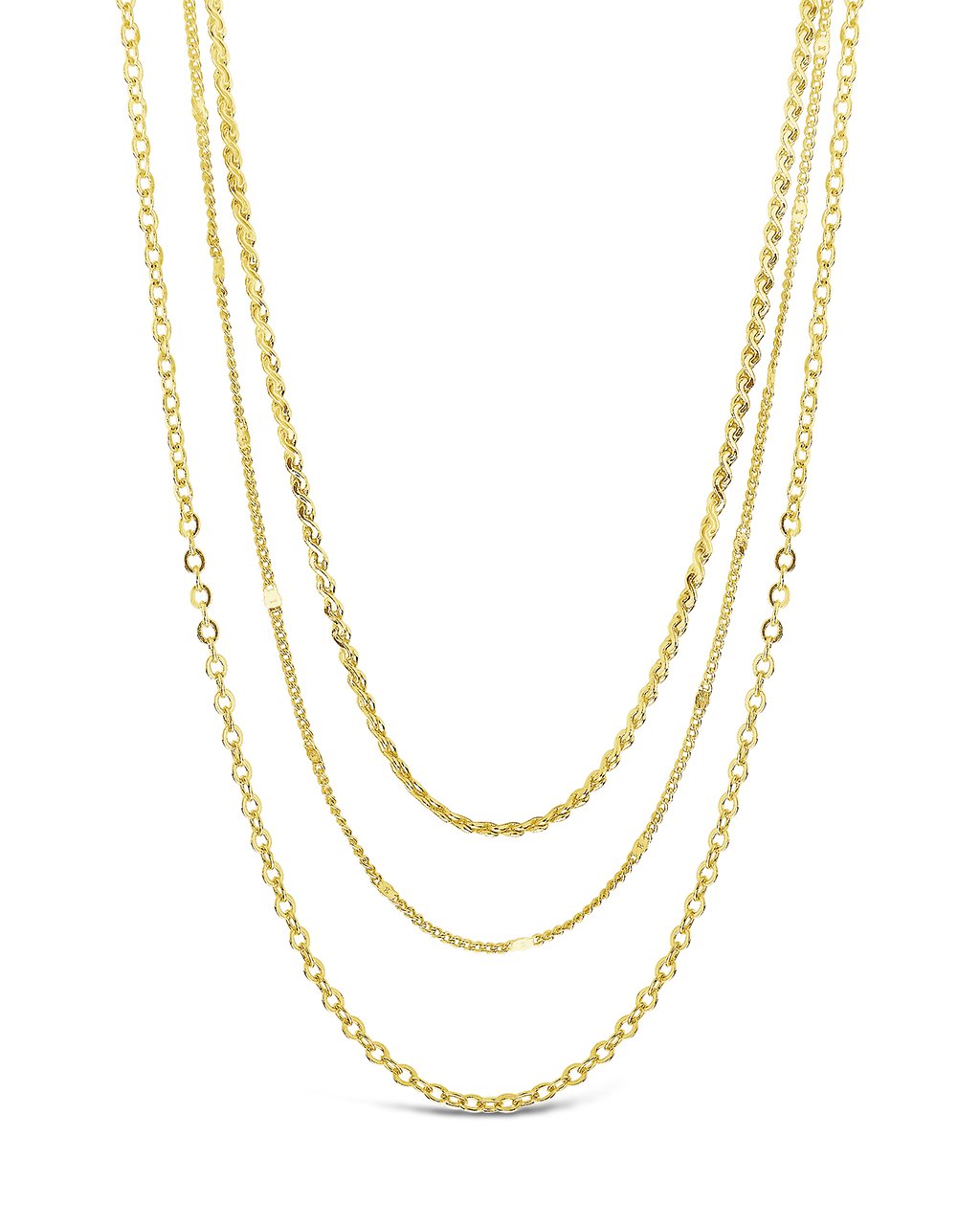 Dainty Three Layer Chain Necklace in Gold