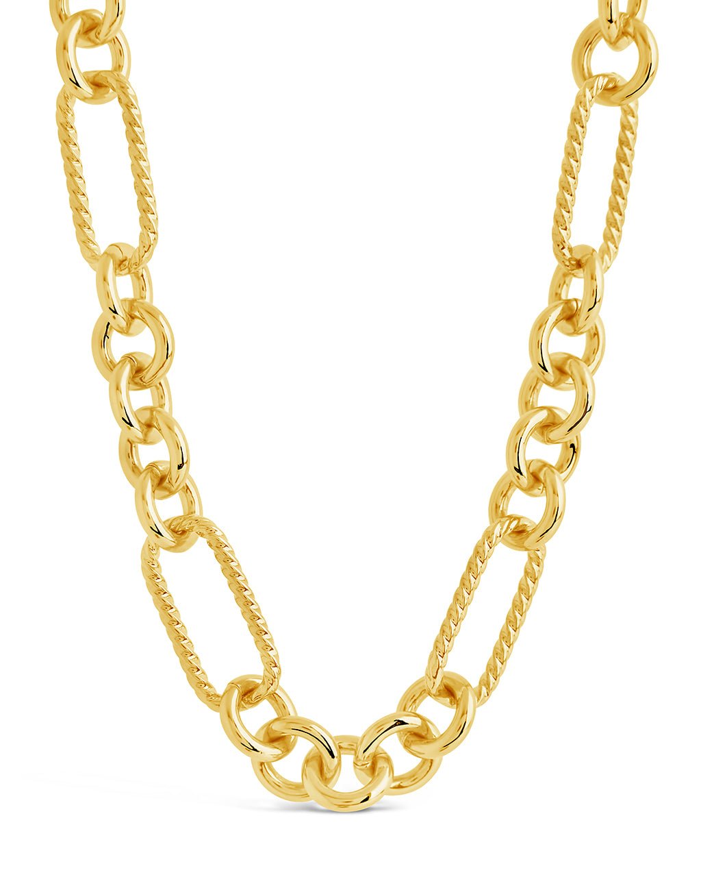Fianna Mixed Chain Link Necklace - 14K Gold or Rhodium Plated