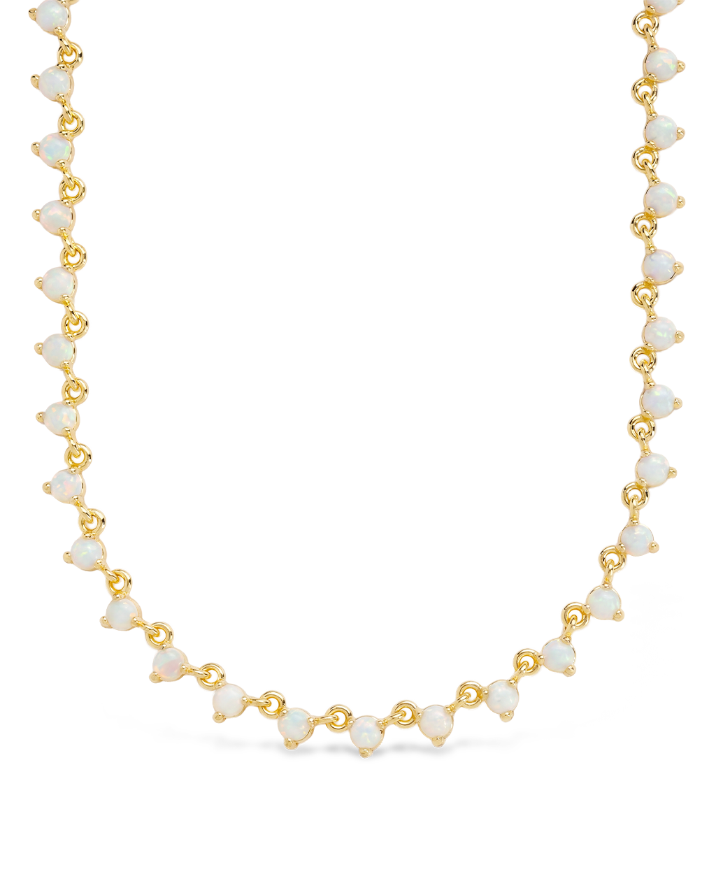 Brigid Staggered Opal Tennis Necklace in Gold