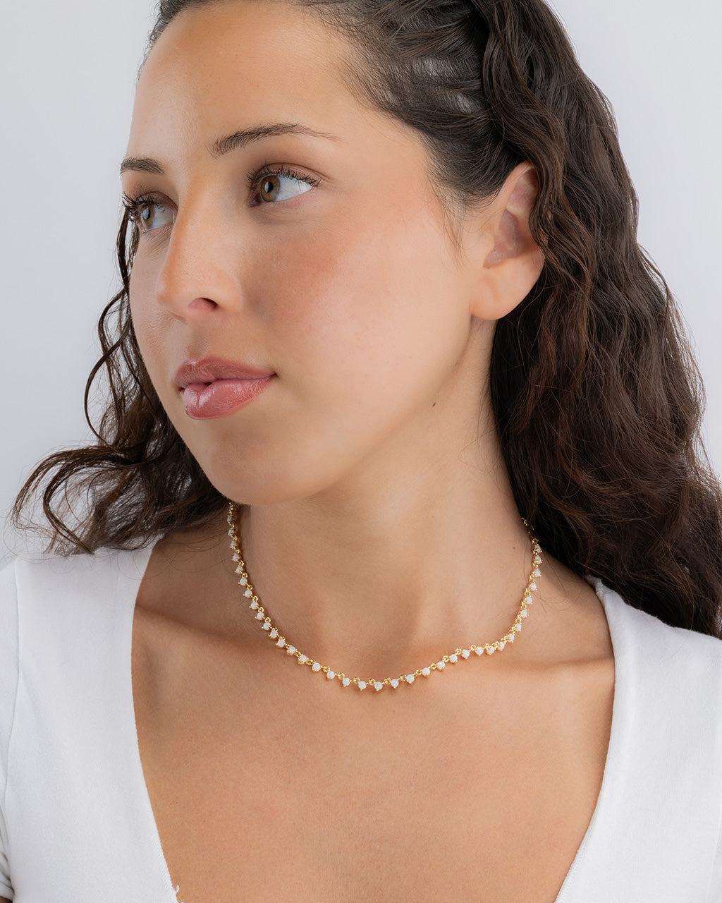 Brigid Staggered Opal Tennis Necklace - view 3