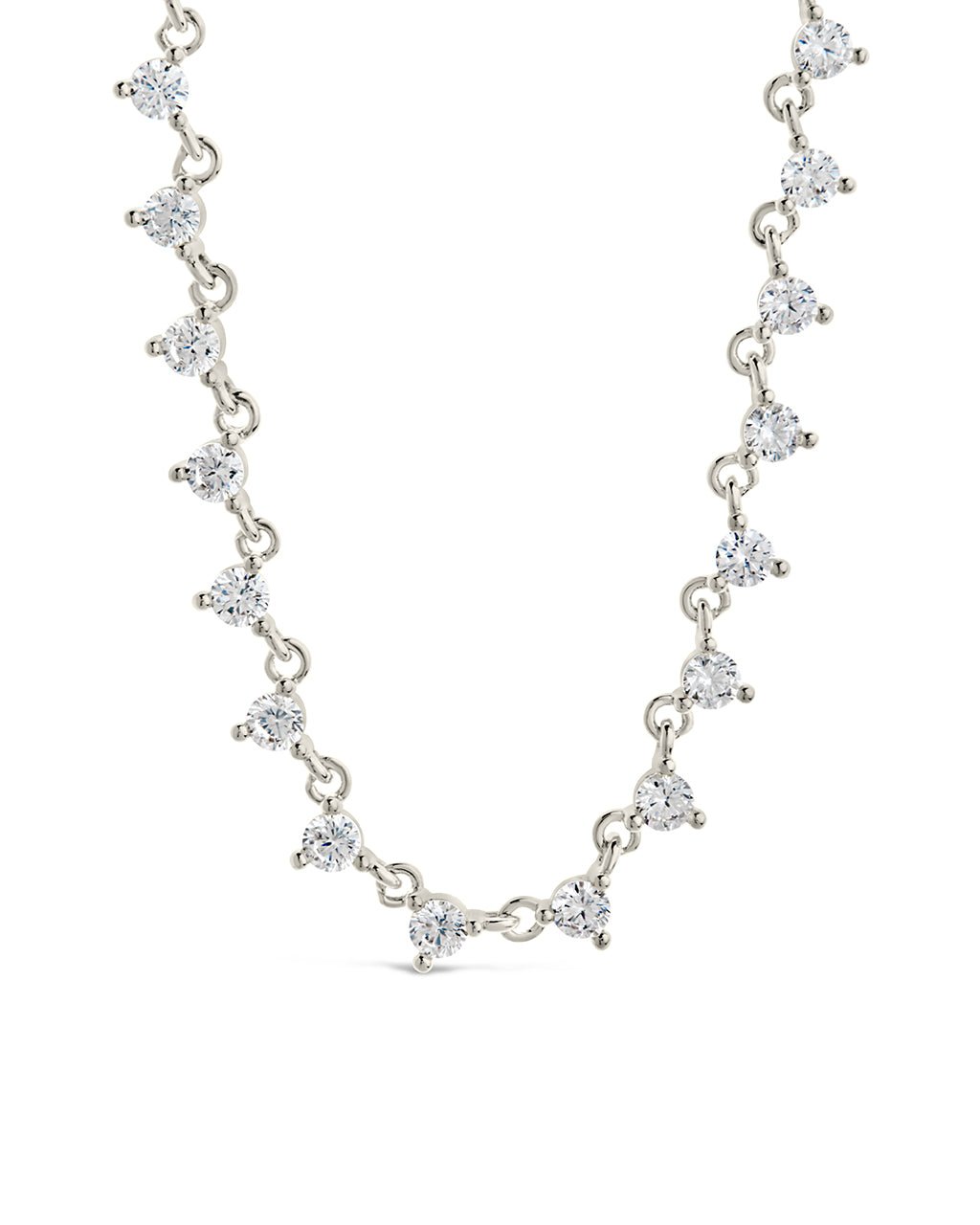 Brigid Staggered CZ Tennis Necklace in Silver