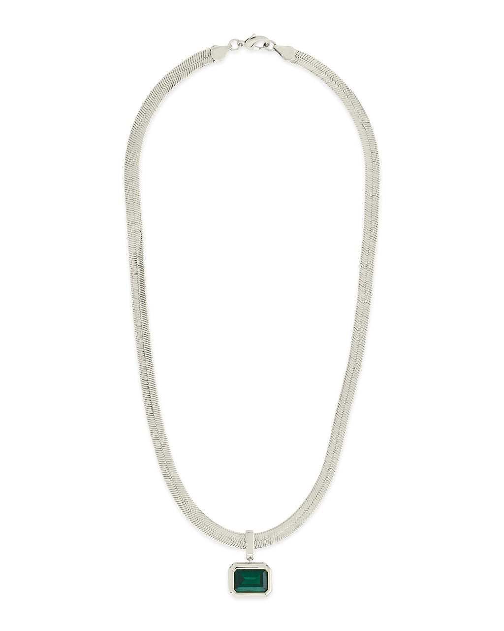 Calder CZ & Herringbone Pendant Necklace - view 4