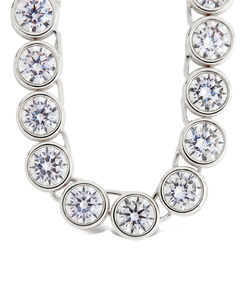 Helene Bezel CZ Tennis Necklace in Rhodium Plated