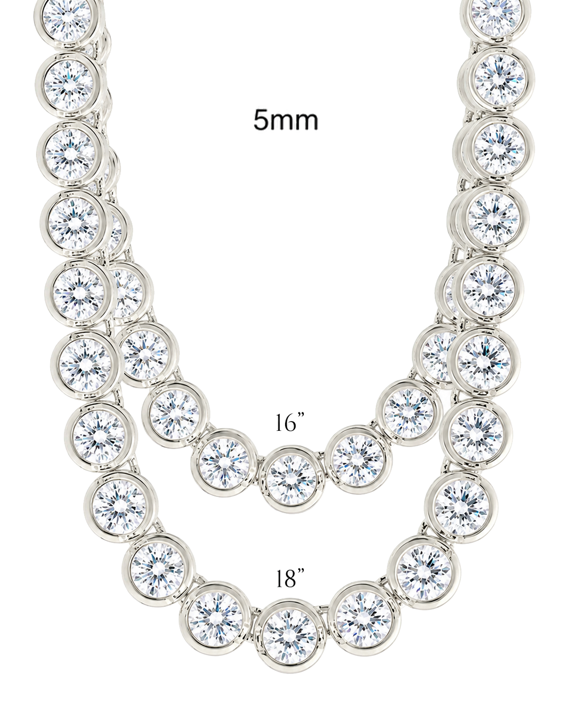 Helene Bezel CZ Tennis Necklace in Rhodium Plated