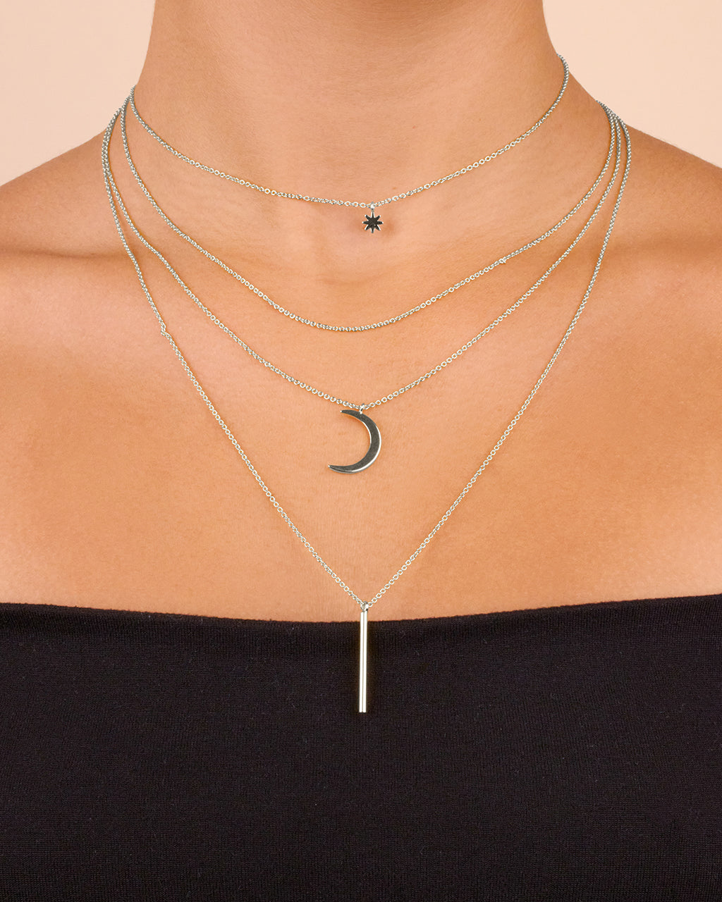 Crescent & Bar Multi Layer Necklace - view 3