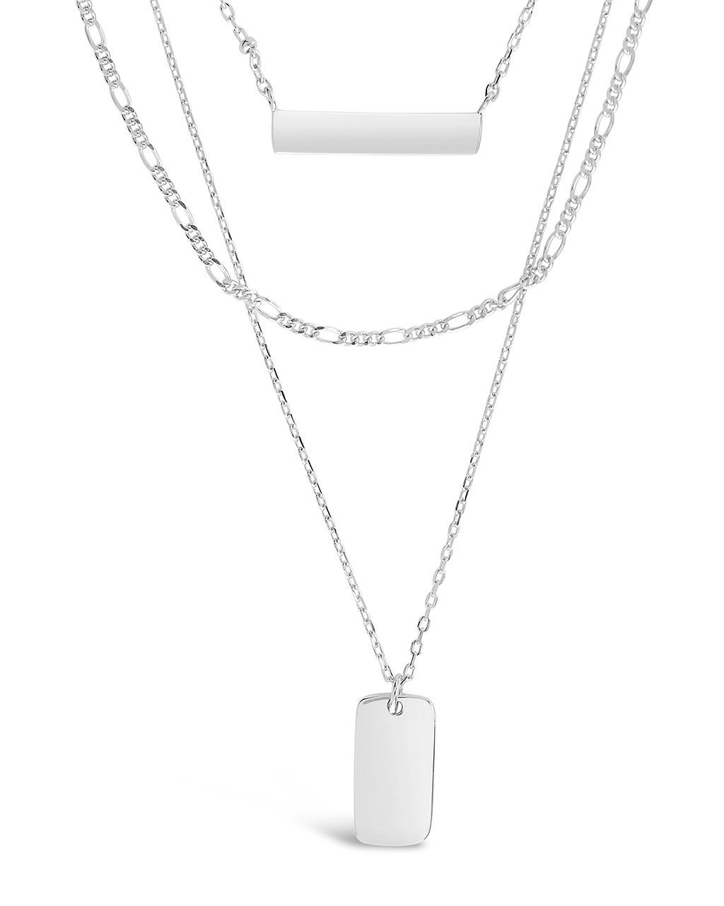 Triple Layered Bar Necklace in Silver