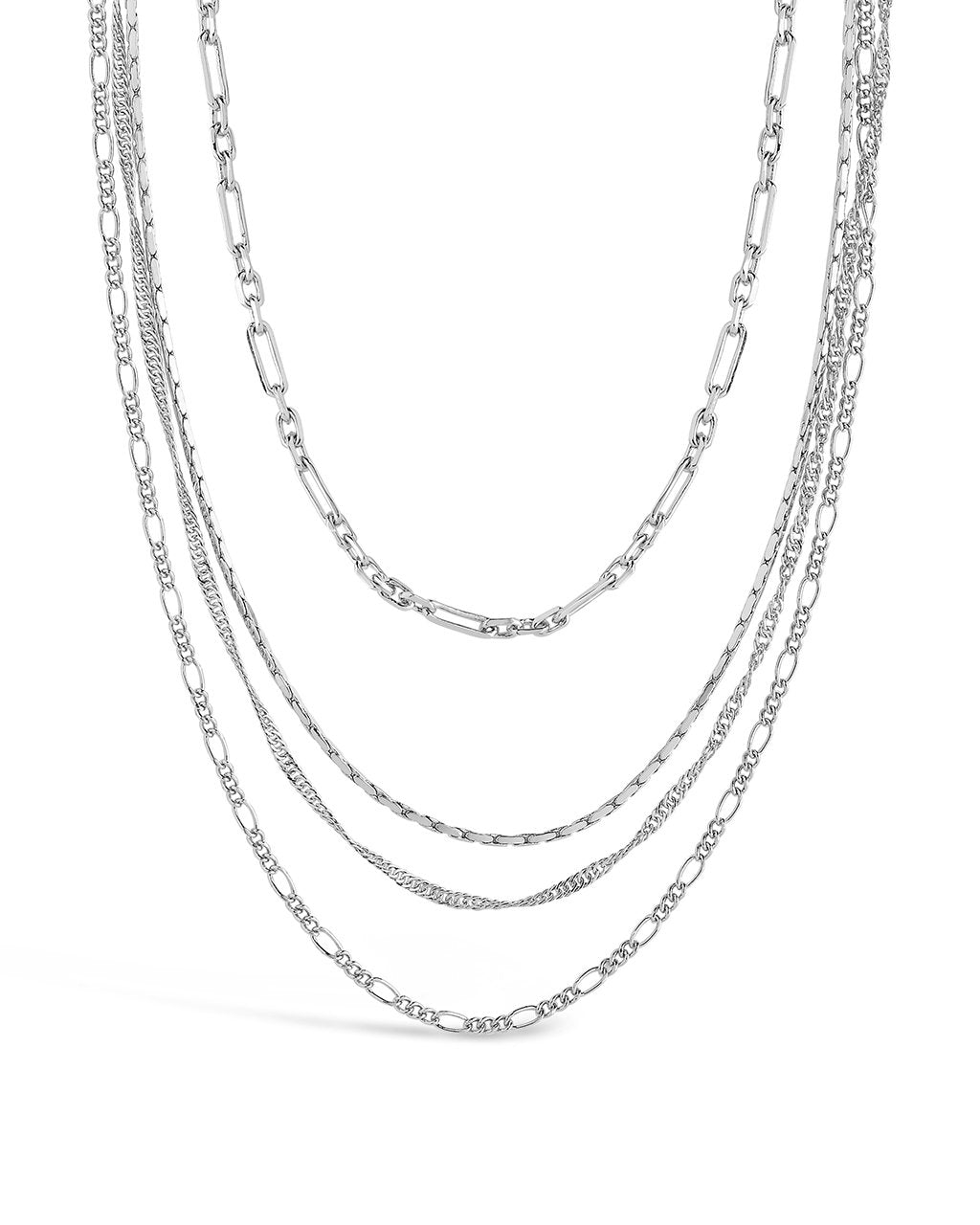 Multi Chain Layered Necklace in Silver