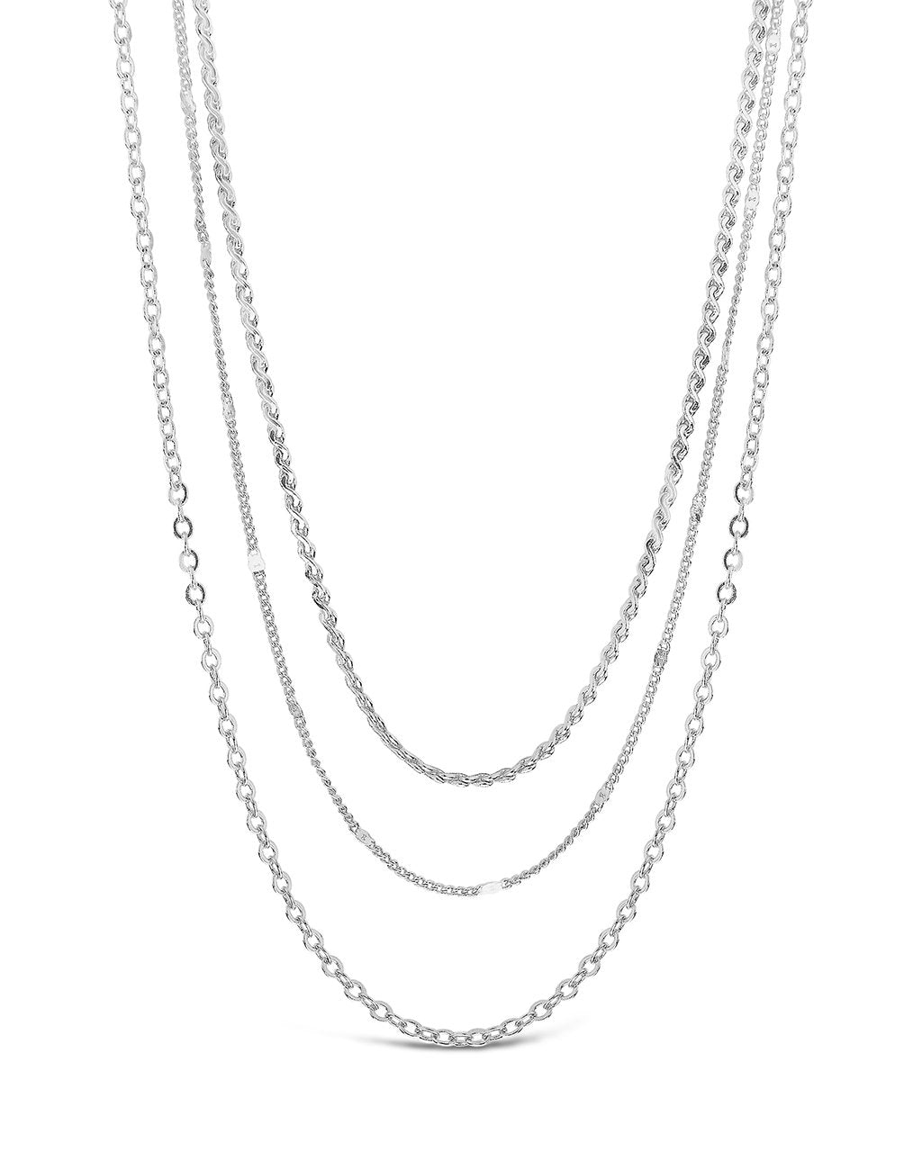 Dainty Three Layer Chain Necklace in Silver