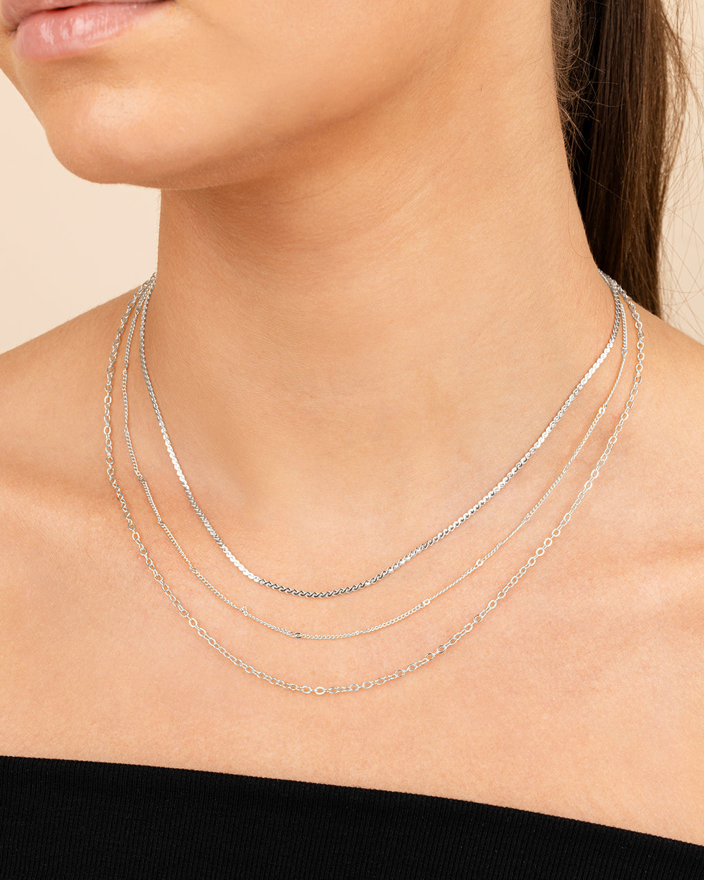 Dainty Three Layer Chain Necklace - view 3
