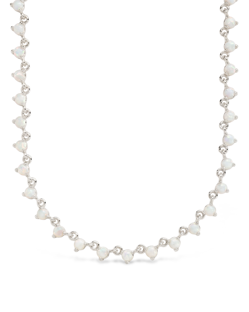 Brigid Staggered Opal Tennis Necklace in Silver