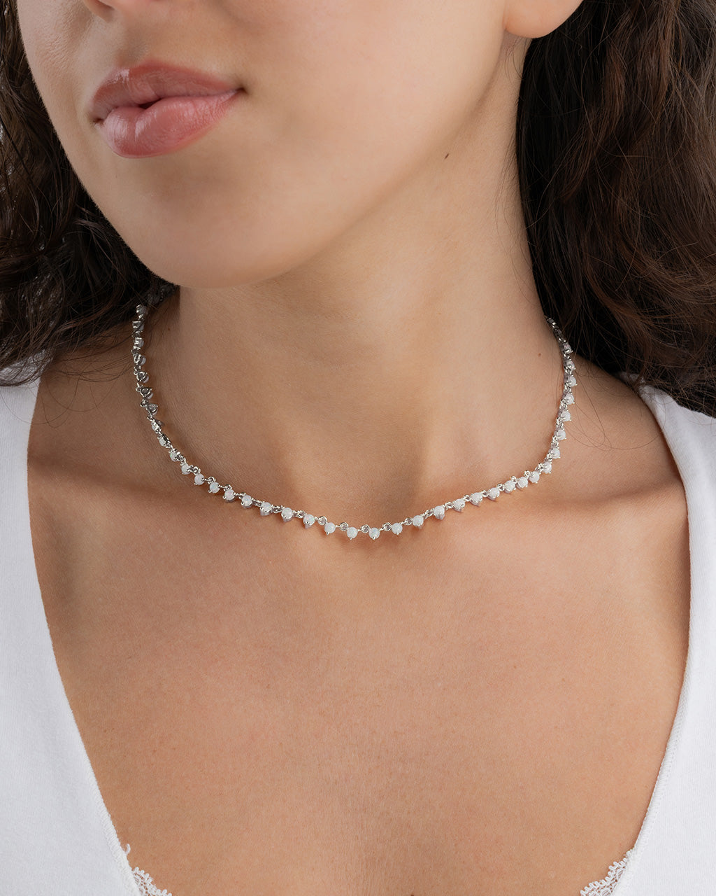 Brigid Staggered Opal Tennis Necklace - view 6