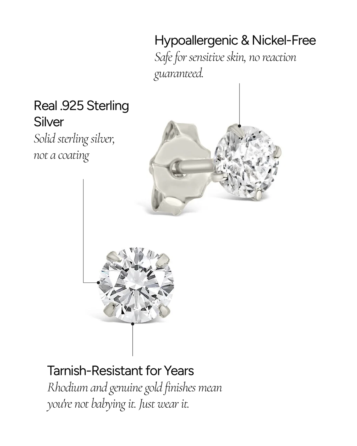 4mm CZ Stud Earrings - view 5