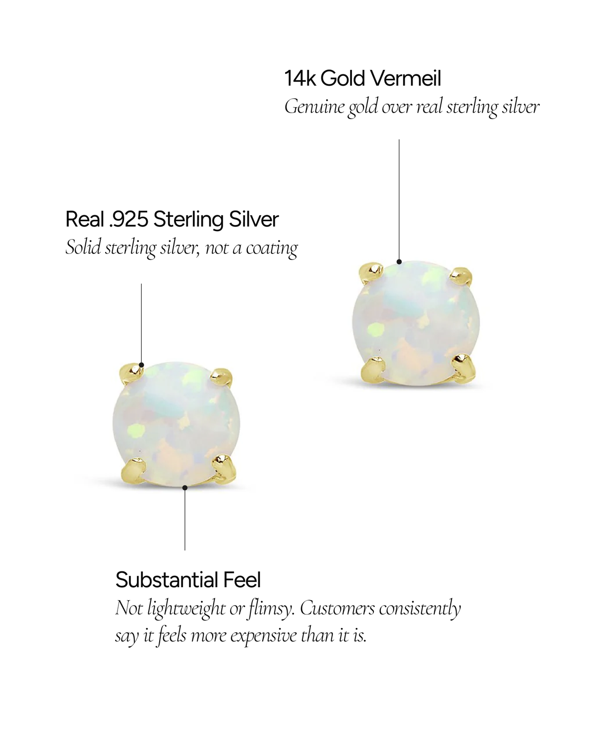 6mm Opal Earring Studs - view 5