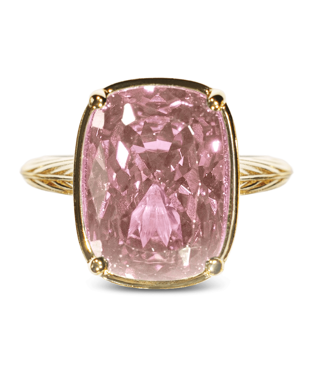 Elongated Cushion Pink Sapphire CZ Cocktail Ring in Gold